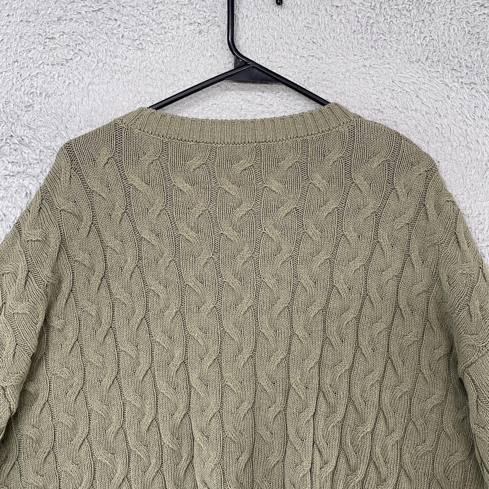 Zara Boxy Sweater Womens Large Green Cable Knit Cropped Balloon Sleeve Oversized - Picture 9 of 12
